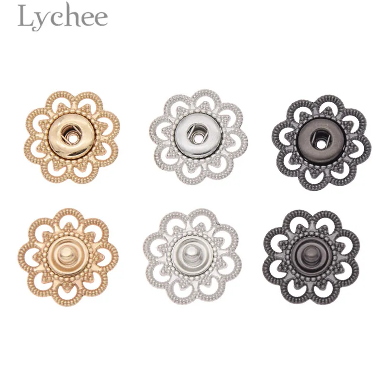 10 шт. металлические кнопки в форме цветка Lychee Life золотистые/Серебристые для шитья