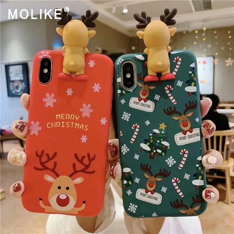 MOLIKE чехол для iPhone X XR XS MAX S 6 s 7 8 плюс милый мультфильм Рождество Мягкий ТПУ