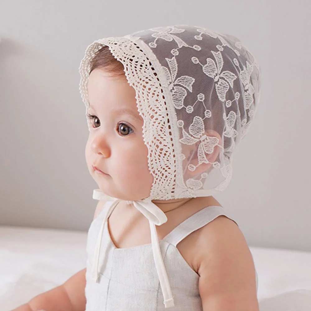 10 шт./лот 2018 белая кружевная шапка с бантом бабочкой Корейская версия детские