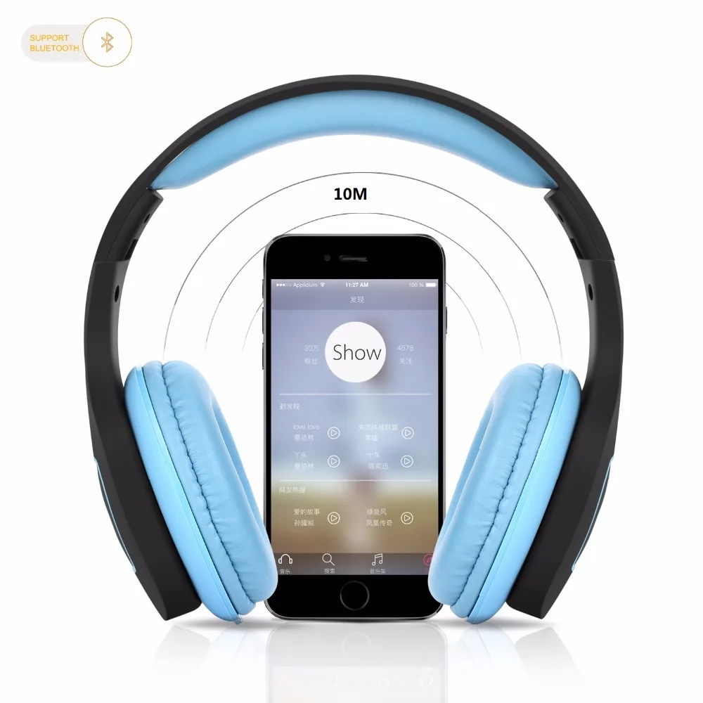 Toproad складная стерео гарнитура Bluetooth Беспроводной 4.1 наушники с микрофоном музыку