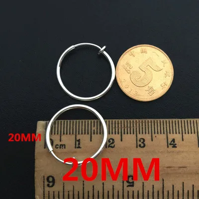 20mm silver 2 шт унисекс панк клипсы на ухо без пирсинга без отверстия Поддельные тела нос губы кольца ювелирные изделия серьги для женщин мужчин золото серебро - Окраска металла: 20mm silver