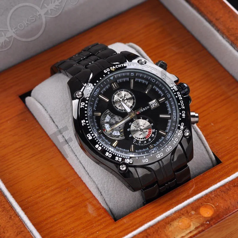 горячее надувательство Новый CURREN Марка Роскошные Кварцевые Аналоговые мужские