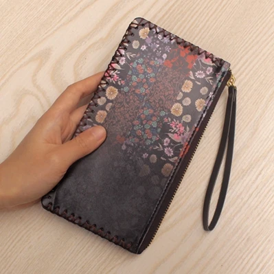 Style 6 Английский винтажный женский кошелек на запястье Длинный кошелек держатель для карт, Модный женский клатч кошелек из искусственной кожи ручной работы тонкий кошелек сумка - Цвет: Style 6
