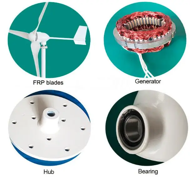 Легкая установка 3 лопастей AC трехфазный ветряной турбины 800 Вт 24В 48В