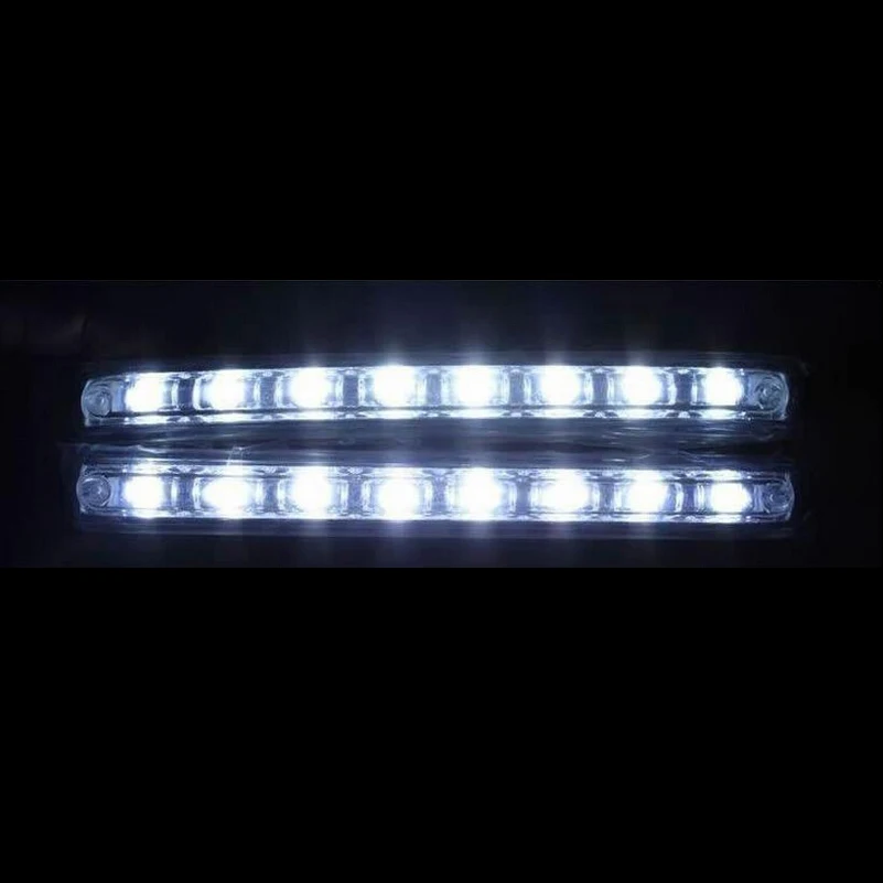 Safego 2pcs Universal Car DRL Daytime Running Lights Waterproof 8 LED Day Time light Kit Super White 12V DC Head Lamp | Автомобили и