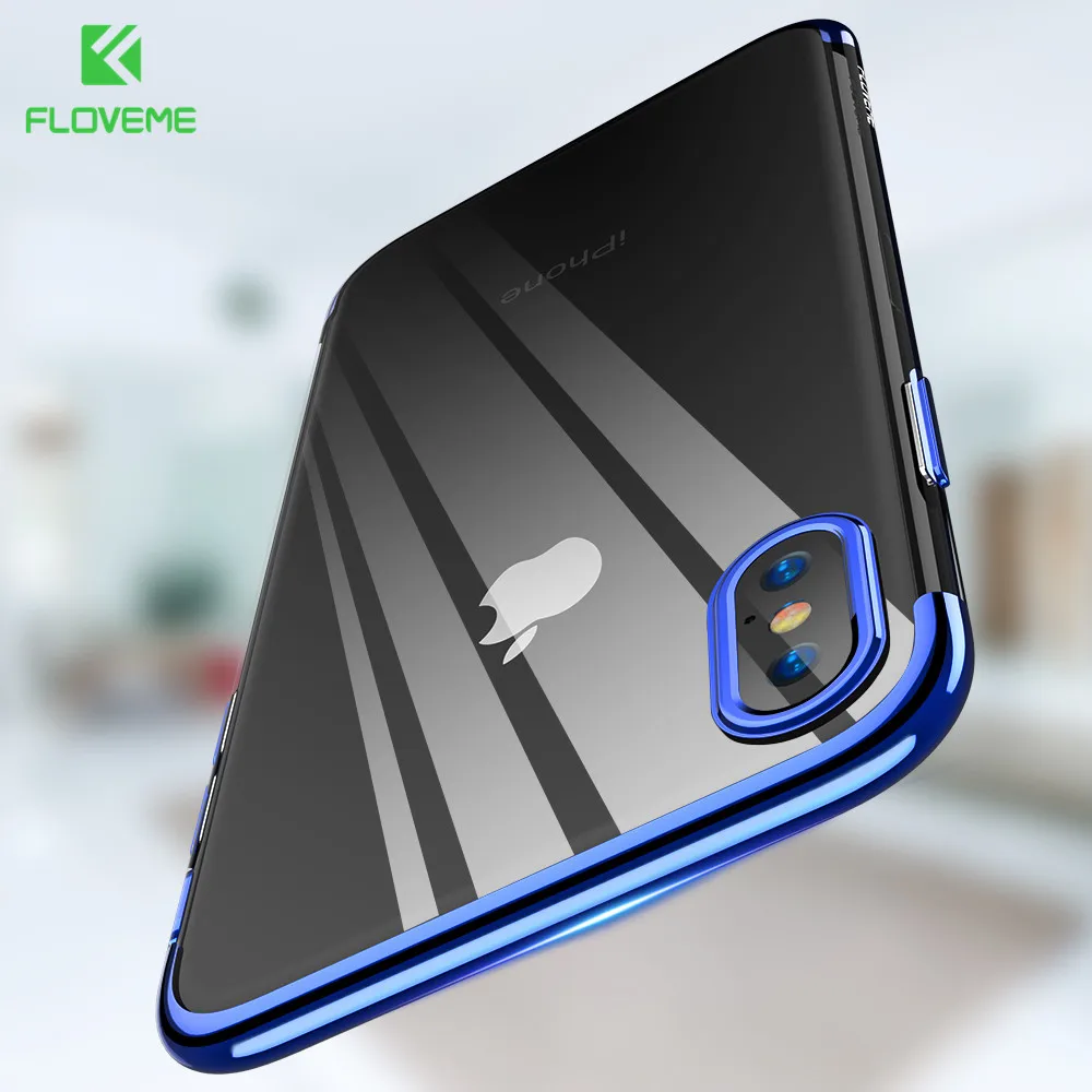 FLOVEME телефона чехол для iPhone х 8 Plus Чехлы Роскошные ультра тонкий Покрытие кремния
