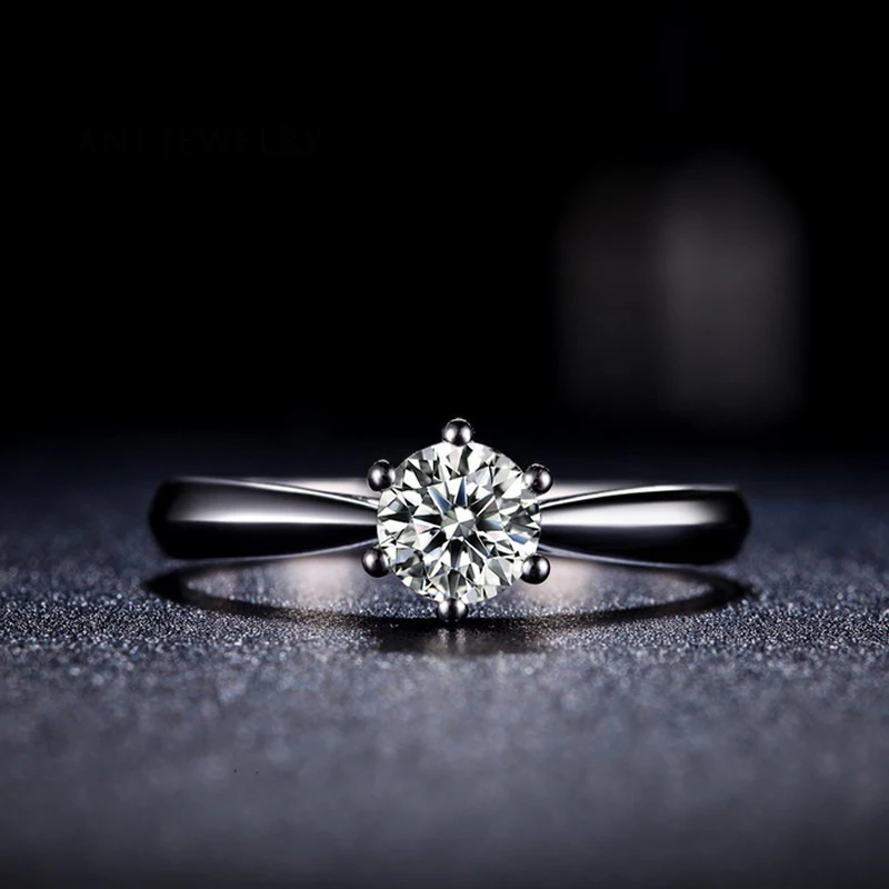 ANI 18 К Solid White Gold(AU750) для женщин обручение кольцо 0,3 КТ Сертифицированный I/SI Solitaire природных алмазов 6 когти классические кольца
