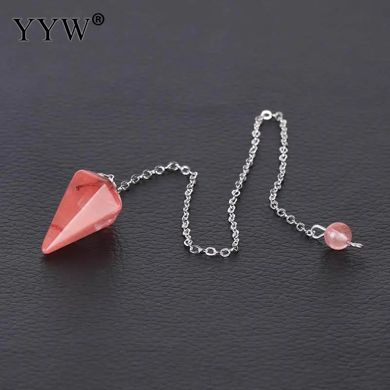 watermelon crystal YYW мода тигровый глаз рейки маятник натуральный камень амулет лечебная подвеска-кристалл медитация шестиугольные маятники для мужчин и женщин - Окраска металла: watermelon crystal