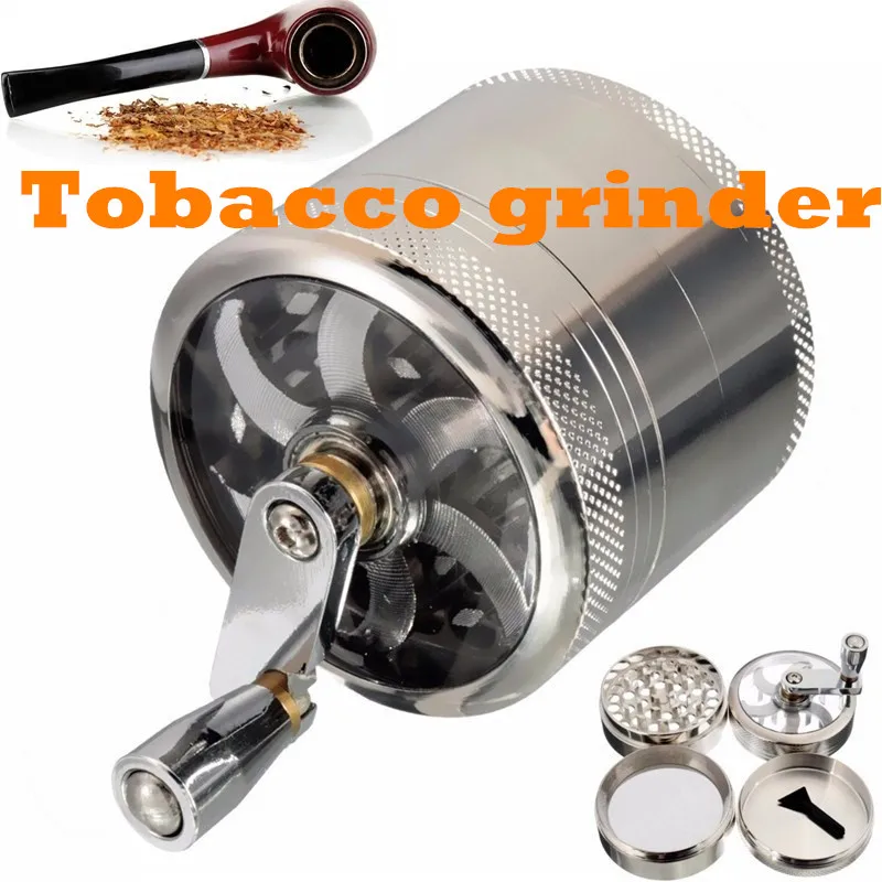 

4 Layers Herb Tobacco Spice Weeds Grass Aluminium Grinder Smoke Crusher Hand Crank Muller Mill Pollinator Smoking Accessories