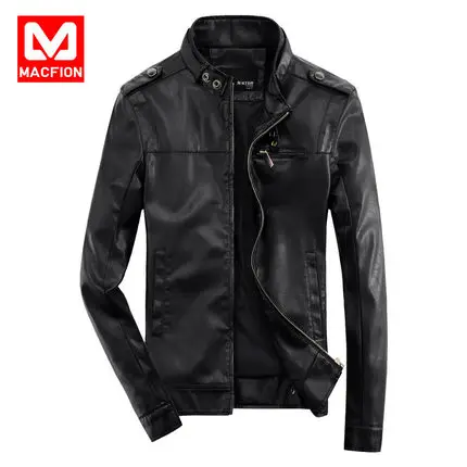 Macfion Мужская брендовая кожаная одежда тонкая мужская из искусственной кожи