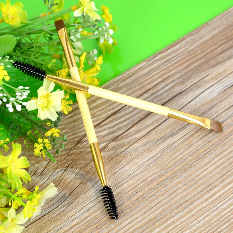 1 шт. высокое качество инструмент макияж бамбук ручку дважды брови кисти + гребень