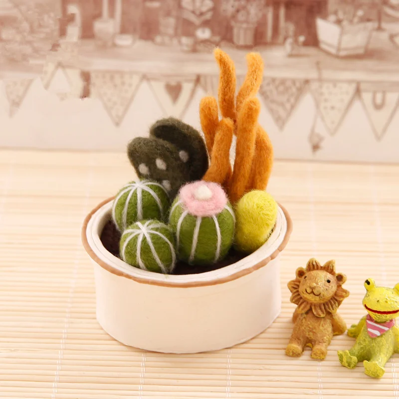 succulent-H Мульти-мякоть зеленый посаженный медведь кактус шерстяной войлок ручной работы материал ручной работы diy материал для изготовления сумок - Цвет: succulent-H