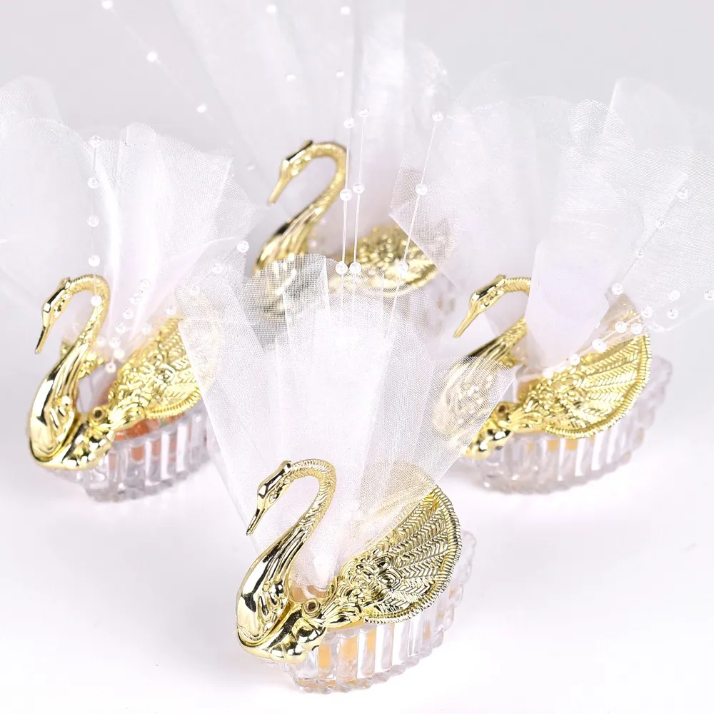 Sets of Gold Box 50 шт. акриловые свадебные Подарочные коробочки-лебеди Bomboniere коробка для конфет подарочные коробки - Цвет: Sets of Gold Box