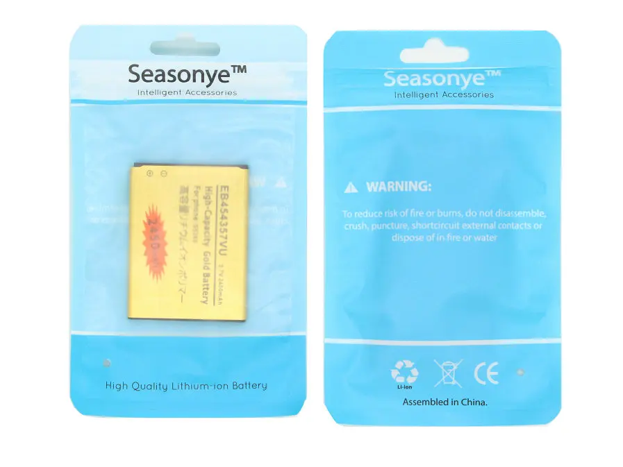 Seasonye 10x2450 мАч EB454357VU Золотая сменная батарея для Samsung Galaxy Y S5300 S5360 S5380 S5368 I509 GT-S5360 S5368D