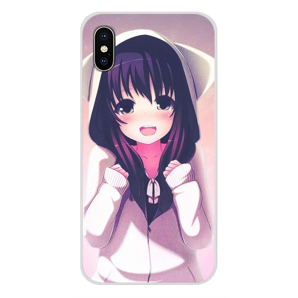 Милые девушки аниме для Apple iPhone X XR XS MAX 4 4S 5 5S 5C SE 6 6S 7 8 Plus ipod touch Аксессуары чехлы