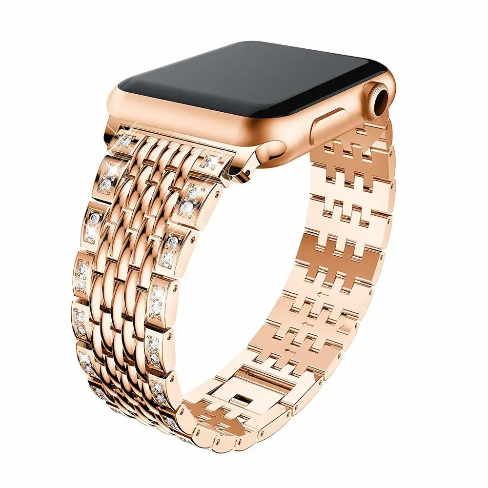 Браслет с бриллиантами JANSIN ремешок из нержавеющей стали для Apple Watch 40 мм 44 38 42