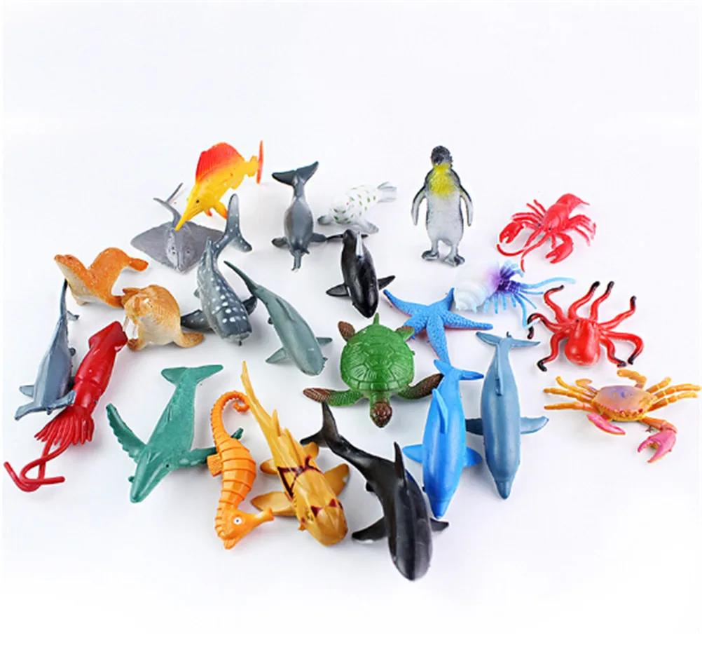 24 шт./компл. модельные игрушки Sea Life ПВХ 4 7 см Рыба для бассейна игрушка раннего
