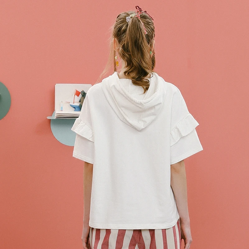 Мода 2017 г. новые летние женские топы кофты с капюшоном короткими гофрированными