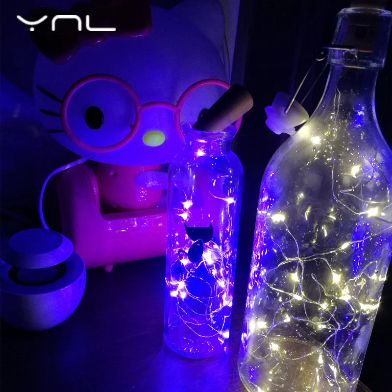 YNL светодиодные фонари 2M RGB медный провод бутылки вина Натуральная пробка в форме