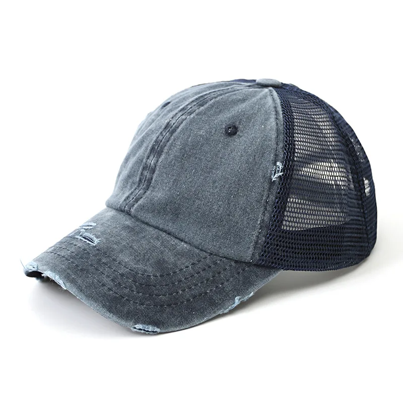 Ladies Ponytail Baseball Cap Women Snapback Summer Hats Breathable Mesh Hats Casual Sport Gorras Para Hombre Bone Caps - Цвет: navy blue