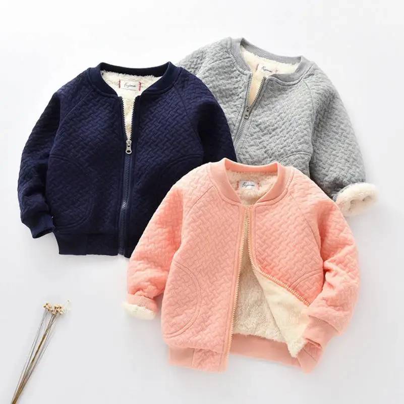 2018AutumnChildren Warm Jackets Kids Casual Fleece Baseball Coats Toddler Baby Boys Girls Plus Velvet Outerwear Bebe Clothes | Детская