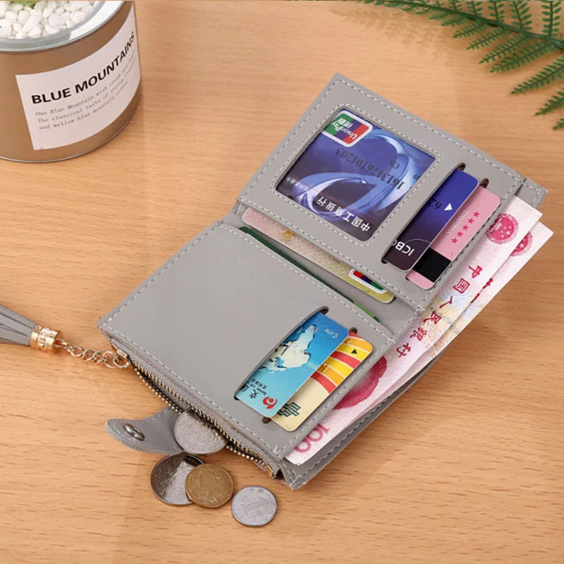 Дамский короткий клатч с защелкой кошелек винтажный женский кисточкой Модный