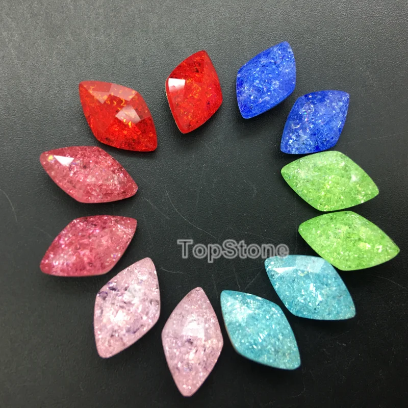 TopStone K9 Ледяной цветок 9x14 мм лимон ромб необычный камень с острым задним стеклом