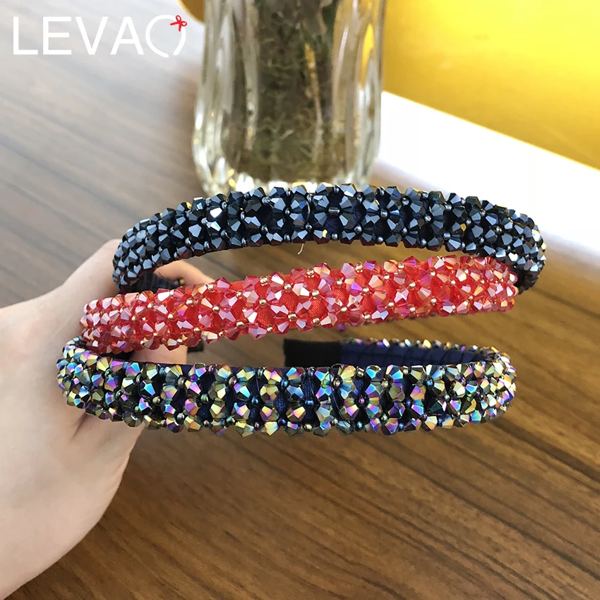 Levao, женские разноцветные стразы в стиле барокко, ободки для волос с широкими кристаллами, женские свадебные обручи для волос, женские аксессуары для волос