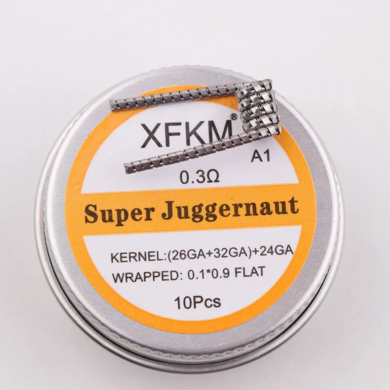 XFKM 10 шт. готовые катушки наполовину шахматный плавленый Clapton катушки 0.27ohm 32GA нагревательный провод для RDA RBA DIY Атомайзер - Цвет: super-juggerna-a1-10