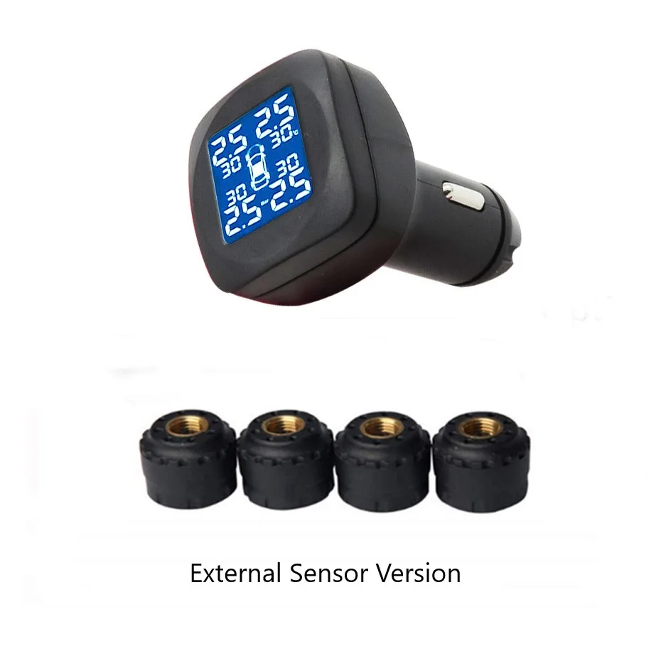 External Version Система контроля давления в автомобильных шинах TPMS, 4 внешних/внутренних датчика, сигнализация для hyundai honda toyota, измеритель шин T05 - Тип: External Version