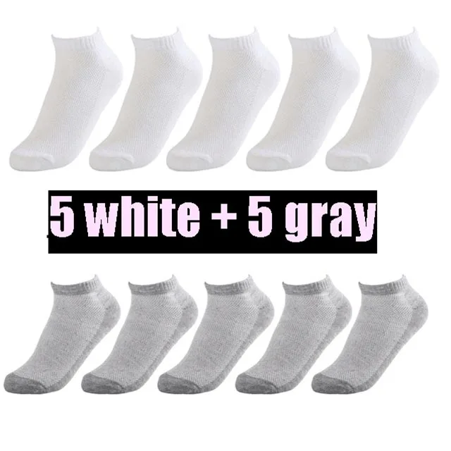 5 gray 5 white 20 шт = 10 пар, летние мужские сетчатые носки, невидимые нейлоновые носки до лодыжки, мужские белые дышащие тонкие лодочкой носки, европейские размеры 38-43, низкая цена - Цвет: 5 gray 5 white