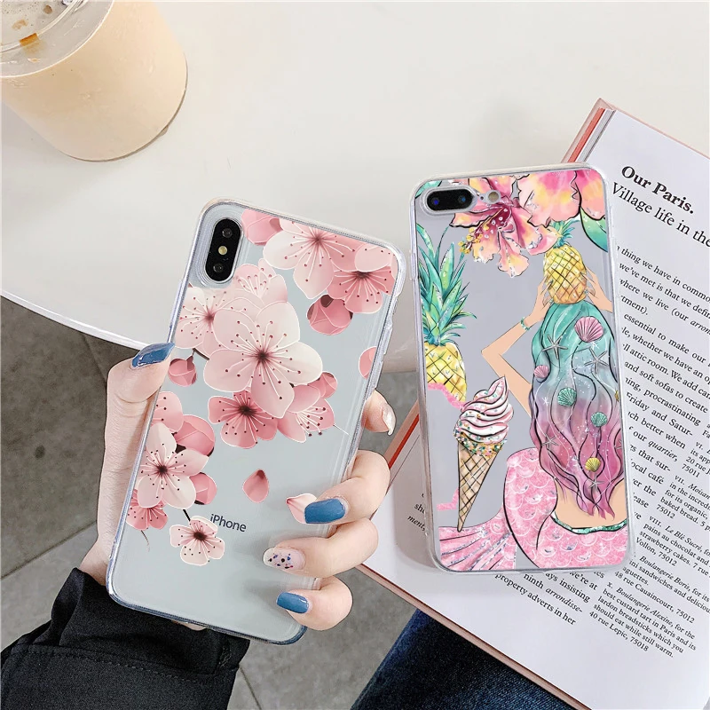 Симпатичный цветочный чехол для телефона iPhone XR чехлы прозрачный iphone 11 pro MAX мягкий