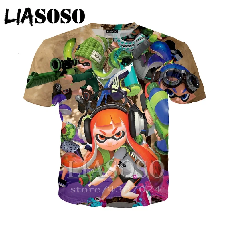 LIASOSO футболка Объёмный рисунок (3D принт) Splatoon мужские и женские рок футболки