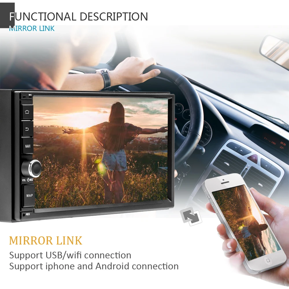 Podofo 7 &quotмультимедиа для Android плеера 1din gps навигация wifi сенсорный экран