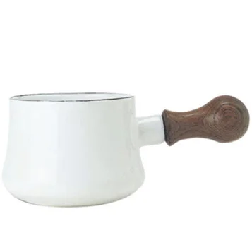 White 9 см эмаль мини кастрюля для молока, масло горшок с одиночными деревянная ручка деревянная электромагнитный сковорода кастрюля маленькая кастрюля - Цвет: White