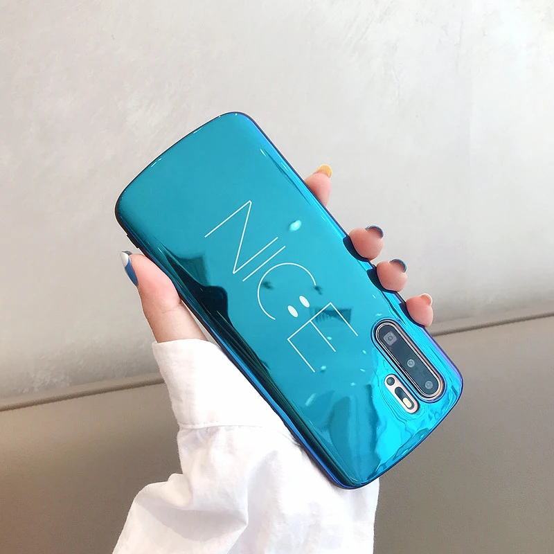 Чехол-светильник синего цвета для huawei P30 P20 mate 20 Pro, милый дугообразный мягкий чехол со смайликом для Honor 8X10 V20 Nova 3 3i 4