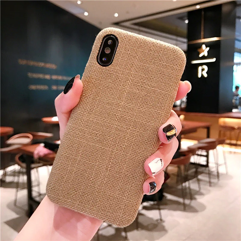 Противоударный чехол для Iphone X из ткани льняная плотная Осенняя задняя крышка 6 S 7