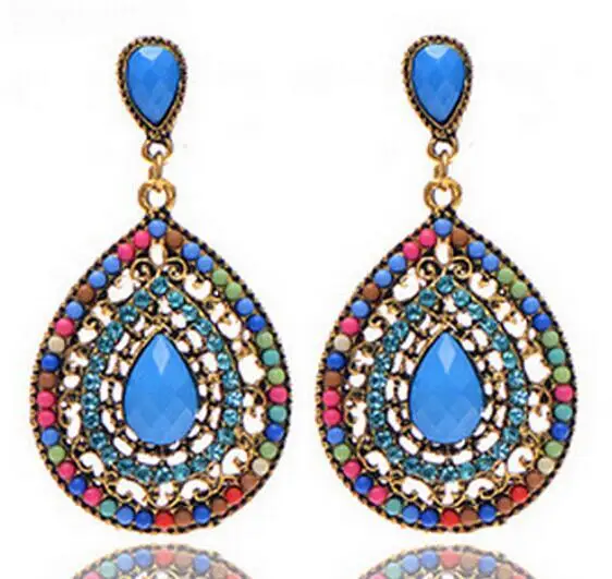 Хит 2016 винтажные большие серьги из сплава круглая капля серьга смолы для женщин