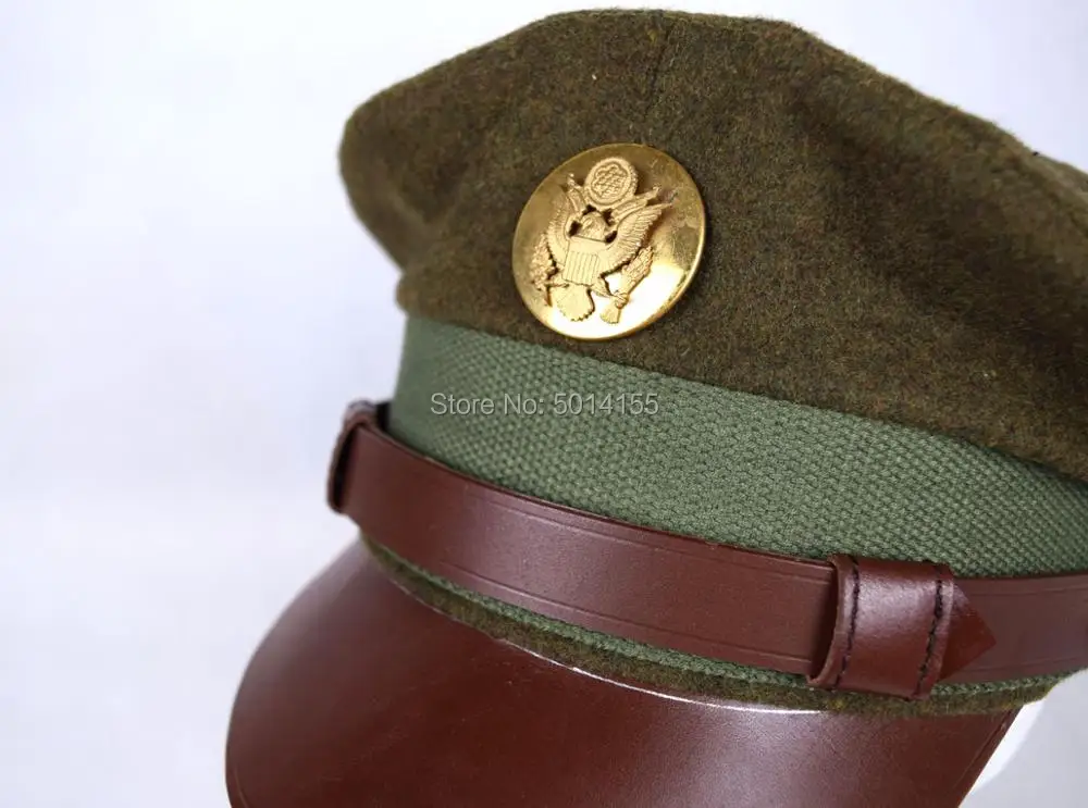 Реплика WWII США армейский воздушный корпус/кавалерия Enlisted Mans шапка с козырьком, кепка W кепка со значком peack из кожи