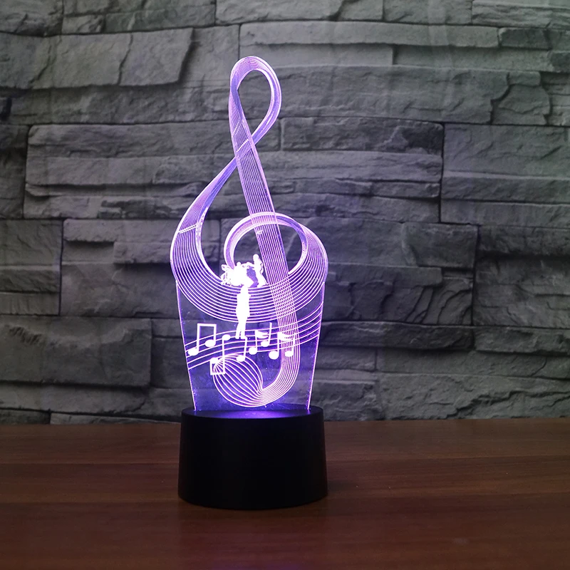 Музыкальная нотация лампа 3D Ночник детская игрушка LED сенсорная настольная 7