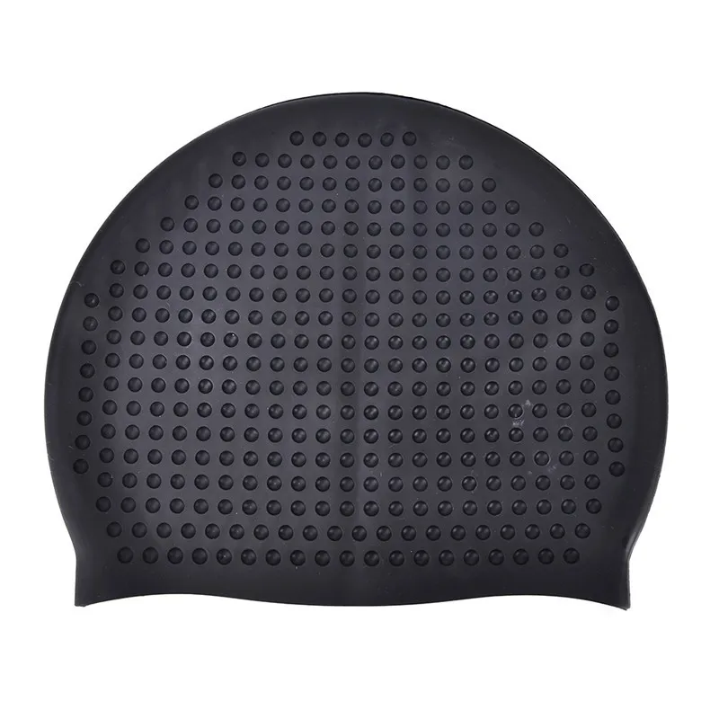 Black 5 Colors Silicone Rubber Swimming Caps Unisex Swimming Caps Adult Men Women Waterproof Swim Caps Hat Swimming Accessories - Цвет: Black