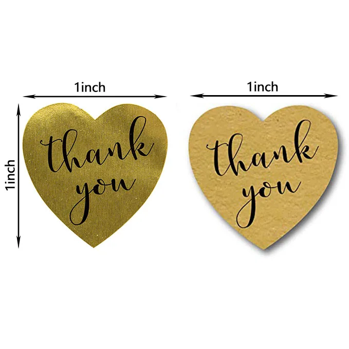 Натуральный крафт в форме сердца золото спасибо стикер s этикетки для печати 500