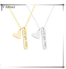 V Attract Wedding Bride Jewelry CZ Zirconite Geometric Pendant Necklace Vintage Simple LOVE Long Bar Choker Necklace