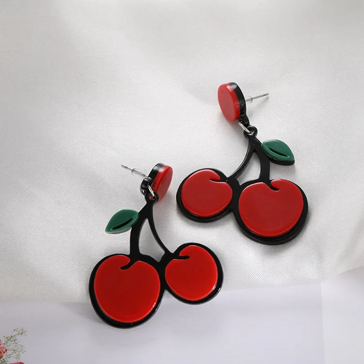 Корейские темпераментные милые серьги новая мода красные вишневые фрукты