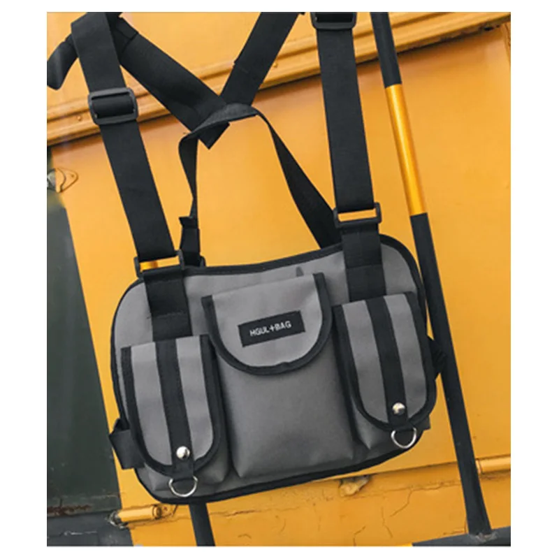 Gray backpack Черная нагрудная сумка в стиле хип-хоп Уличная функциональная тактическая нейлоновая поясная сумка Punck Военная нагрудная Сумка Поясная Сумка bolso kanye west - Цвет: Gray backpack