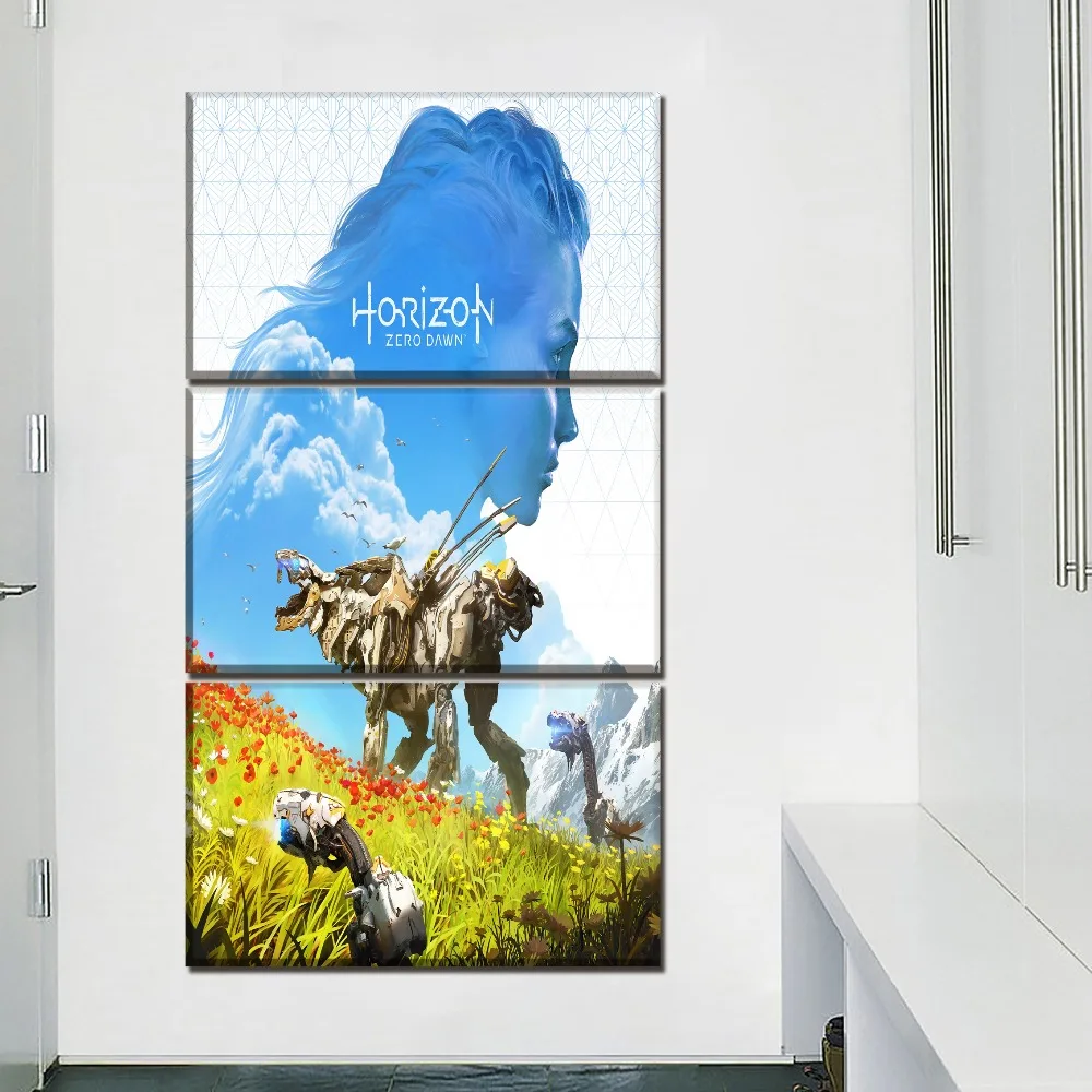 Canvas Print Picture Wall Art 3 Pcs Game Horizon Zero Dawn Aloy And Girl Paintings Home Decor Module Poster Living Room Frame | Дом и сад