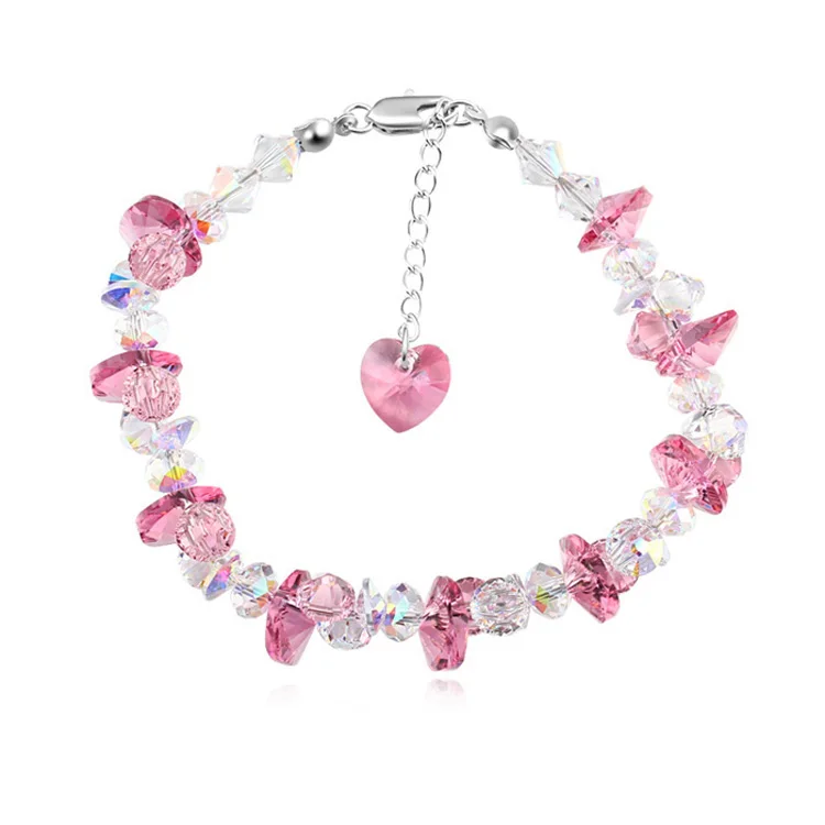 Модные Кристаллы от Swarovski браслет и браслет красочные драгоценные камни Браслеты Mujer Шарм браслет для женщин Свадебные украшения - Окраска металла: 4