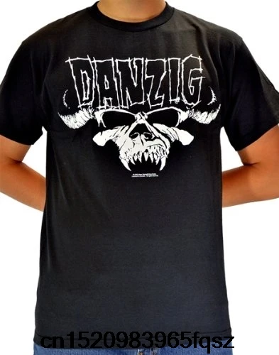 Рубашка хлопок Высокое качество Мужская футболка Danzig логотип черепа короткий