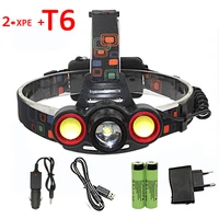 1600lm 1x xml t6 2x xpe led headlamp 3 led headlight powerful head torch flashlight 2x 18650 charger for outdoor camping