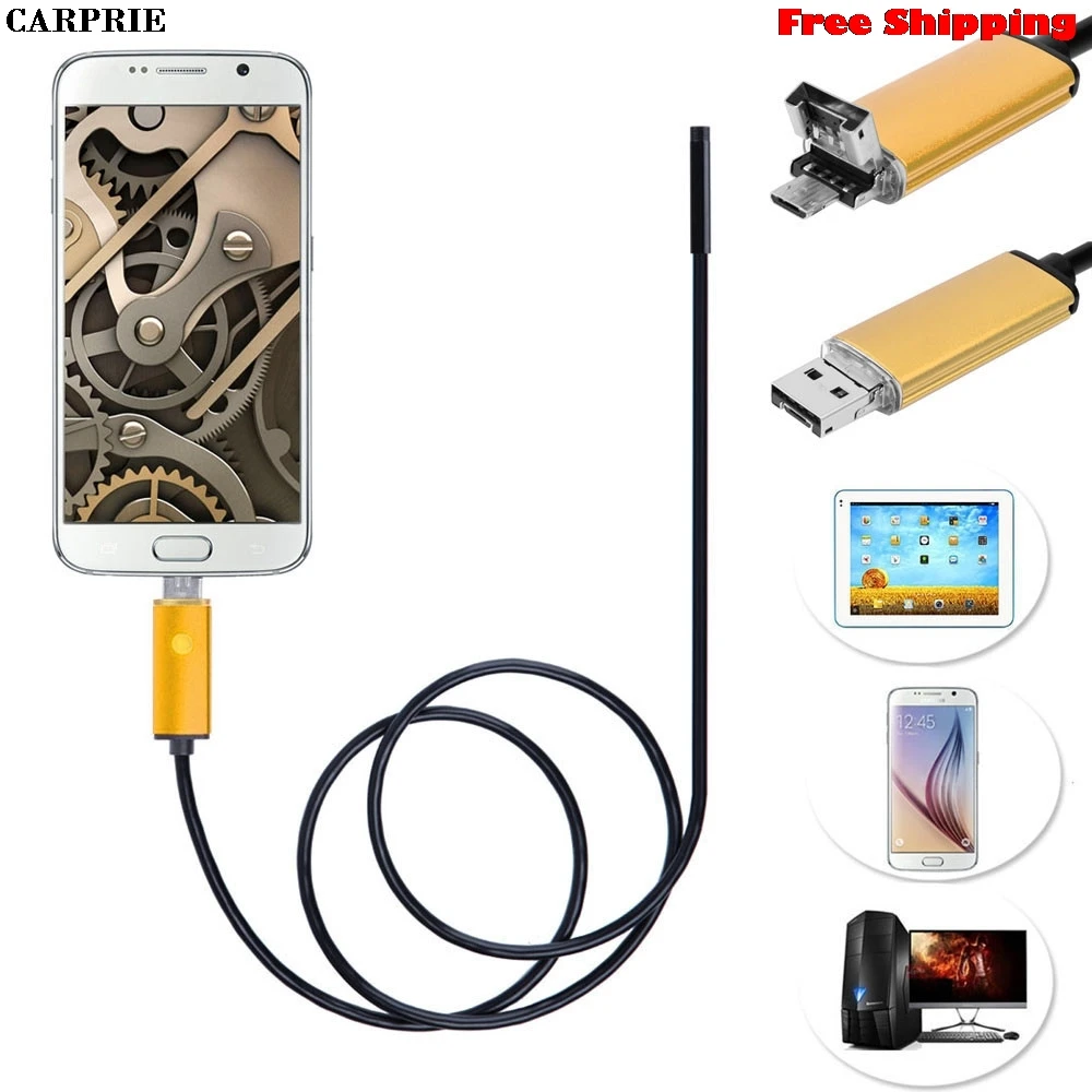 CARPRIE США responespon) 2 в 1 Android USB эндоскоп инспекционная 7 мм Камера 6 светодиодный HD IP67 Водонепроницаемый 2 м 5 м 10 м Прямая